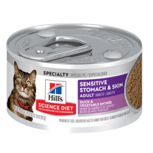 Hill's 希爾思 Science Diet 皮膚腸胃敏感 鴨肉, 佐燉菜配方 成貓罐頭 2.9oz / 24罐 (608490)