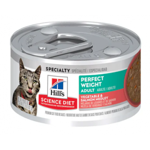 Hill's Science Diet Adult -成貓 完美體重 蔬菜三文魚主食罐 2.9oz / 24罐 (608491)