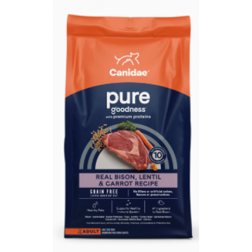 CANIDAE PURE Goodness 無穀物陸地成犬配方狗糧 美洲野牛，小扁豆&紅蘿蔔 4 lbs