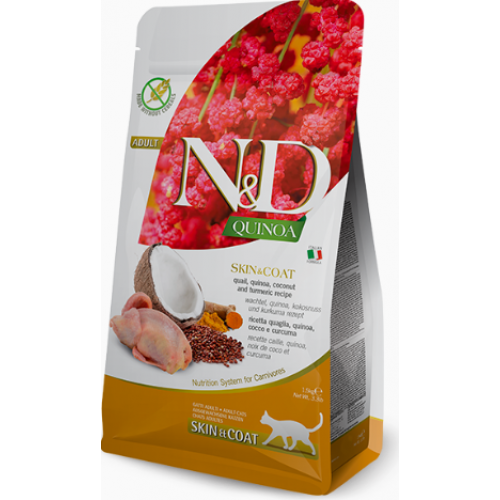 Farmina N&D 藜麥功能系列 皮毛保健 鵪鶉椰子 天然貓乾糧 1.5kg