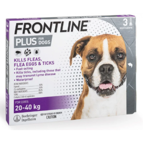 Frontline Plus 犬用殺蚤除牛蜱滴劑 (20kg-40kg) 1盒3支 