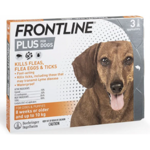 Frontline Plus 犬用殺蚤除牛蜱滴劑 (10kg 以下) 1盒3支