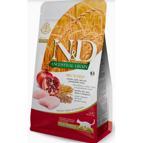 Farmina N&D 低敏低穀系列 雞肉+石榴 絕育貓糧 1.5kg