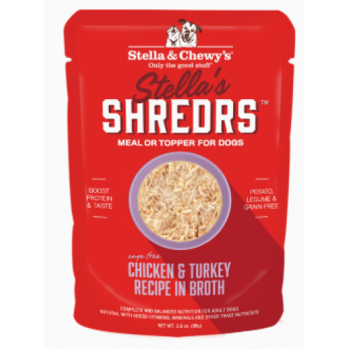 Stella & Chewy's 狗狗濕糧系列 - 肉絲滋味包系列 (放養雞+火雞配方) 2.8 oz