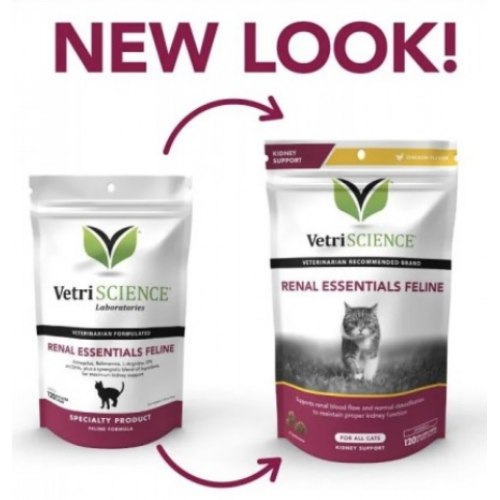 VetriScience Renal Essentials 貓隻腎臟補充咀嚼肉粒 (120粒)